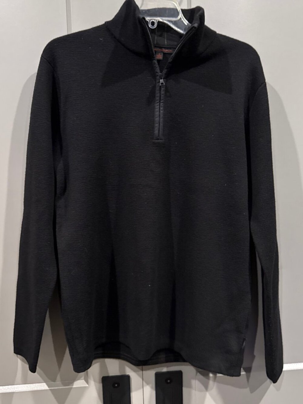 Banana Republic Sweater Mens Sm Black Quarter Zip Mock Neck Merino Wool Pullover